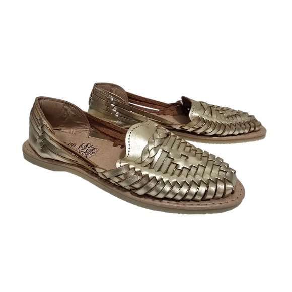 Fiesta Brands Mexican Huaraches Sandals in Gold Brown Slip On Chanclas Summer - Picture 1 of 10